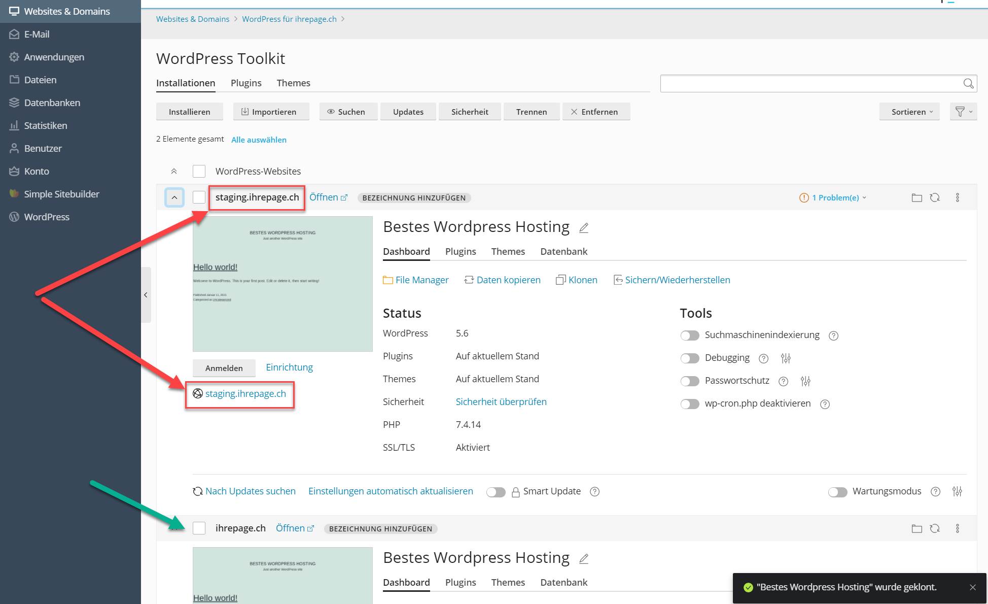 Neue Demo Test Wordpress Webhosting